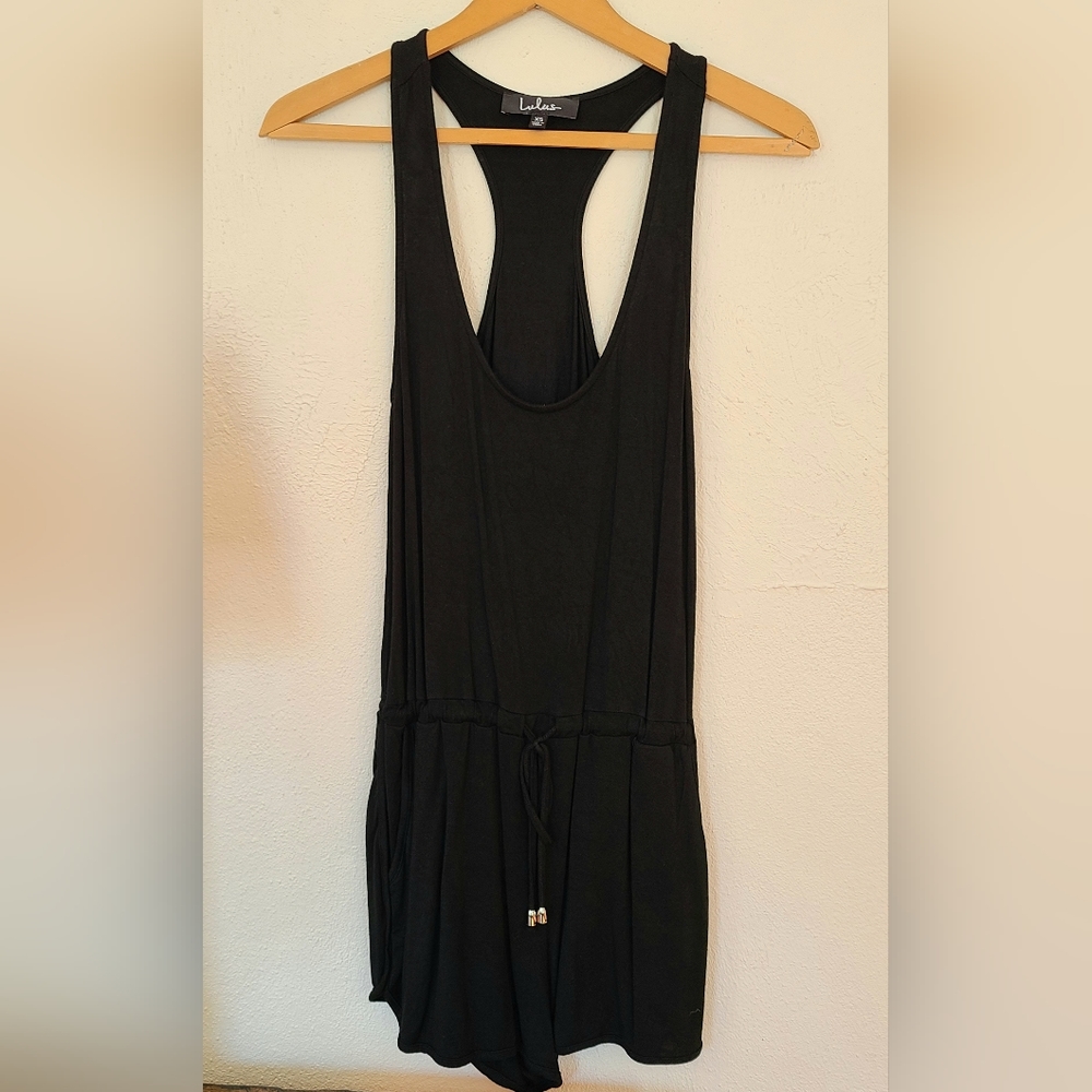 Comfy Delight Black Drawstring Sleeveless Romper - Picture 3 of 3